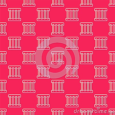 White line Prison window icon isolated seamless pattern on red background. Vector Vector Illustration