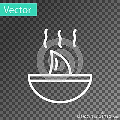 White line Shark fin soup icon isolated on transparent background. Vector. Vector Illustration