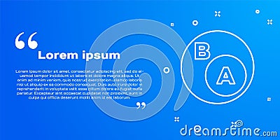 White line Subsets, mathematics, a is subset of b icon isolated on blue background. Vector Vector Illustration