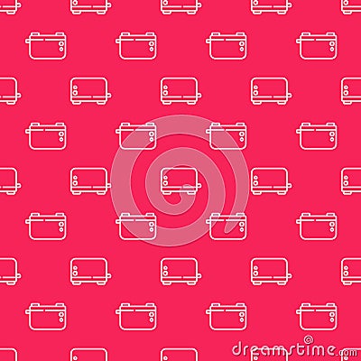 White line Toaster icon isolated seamless pattern on red background. Vector Vector Illustration
