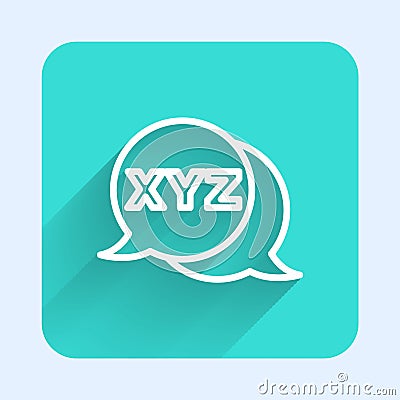 White line XYZ Coordinate system icon isolated with long shadow. XYZ axis for graph statistics display. Green square Vector Illustration