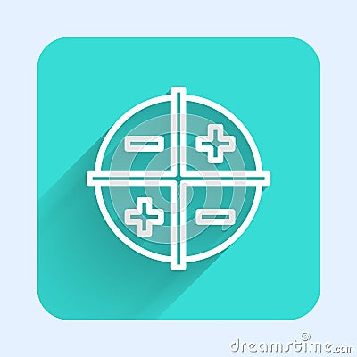 White line XYZ Coordinate system icon isolated with long shadow. XYZ axis for graph statistics display. Green square Vector Illustration
