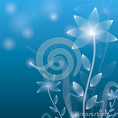 White lines flower background Cartoon Illustration