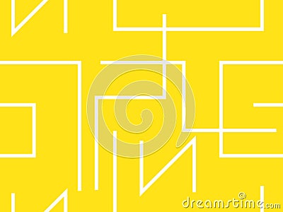 White lines on a yellow background seamless pattern. Striped abstract geometric background in memphis style. Vector Vector Illustration