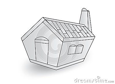 White little house, house cabin vector illustration, cartoon Vector Illustration