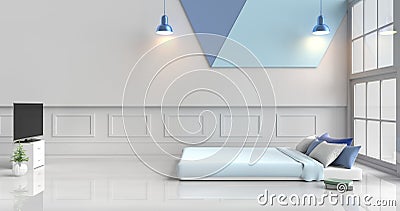 White living room decorated with purple sofa. Stock Photo