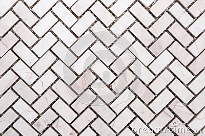 White or llight grey color marble stone wall texture or abstract background. Herringbone pattern Stock Photo