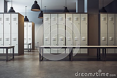 White locker room interior Stock Photo