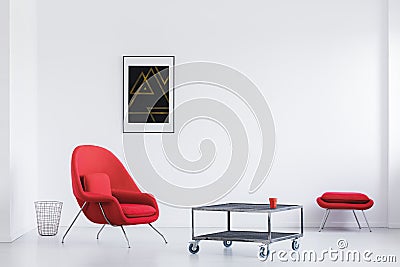 White loft with red armchair Stock Photo