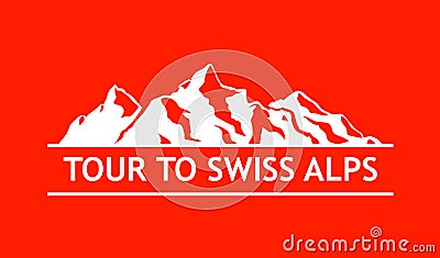 White Logo of Swiss Mountains Vector Illustration