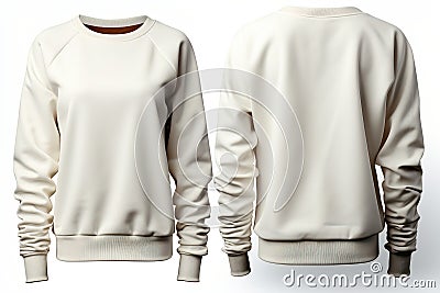 A white long sleeved shirt with a leather collar, white isolated mockup Stock Photo