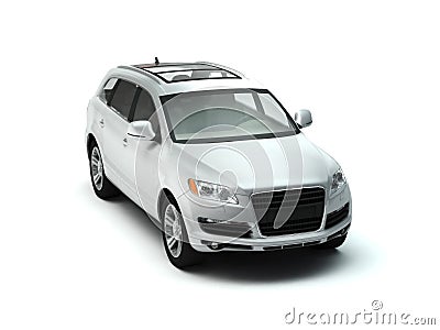 White luxory SUV top view Stock Photo