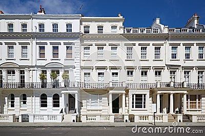White luxury houses facades in London Stock Photo