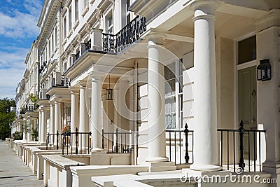 White luxury houses facades in London Stock Photo