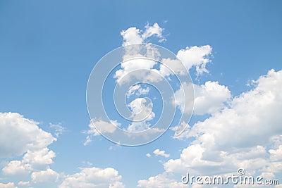 White magnificent cumulus clouds on a blue sky, Stock Photo