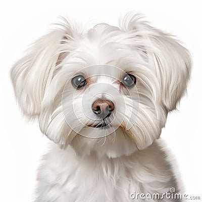 White Maltese Dog: A Delicate Portrait In Digital Art Stock Photo