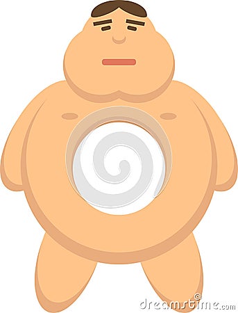 White man as a donut Vector Illustration