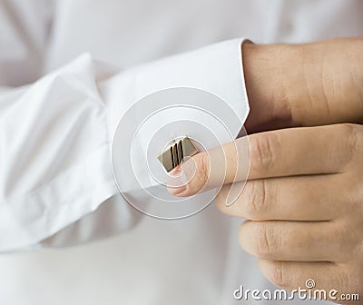 White man dressing up for oficial occasion Stock Photo