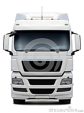 White MAN truck front view. Stock Photo