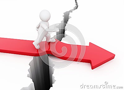 White man walking cross over crack hole. Stock Photo