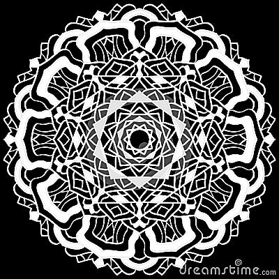 White mandala design over black background Stock Photo