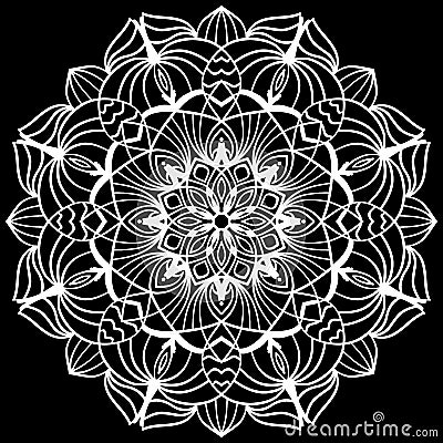 White mandala design over black background Stock Photo