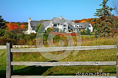 White Mansion House, Fall Colors Stock Photo