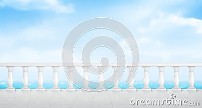 White marble balustrade on balcony or seafront Vector Illustration