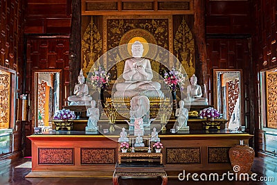 White marble buddha in ubosot Stock Photo