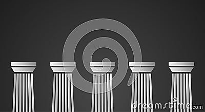 White marble pillars on black background Vector Illustration