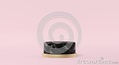 Black marble podium pink background 3D rendering Stock Photo