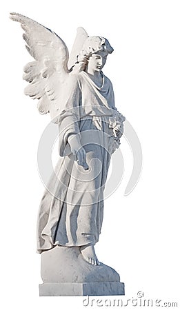 White marble statue of a beautiful female angel Stock Photo