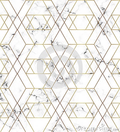 White marble texture with gold line pattern. Background for designs, banner, card, flyer, invitation, party, birthday, wedding, pl Vector Illustration