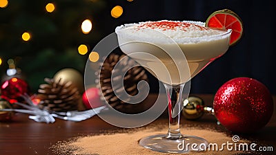 White margarita, Christmas or New Year's winter alcoholic cocktail Stock Photo