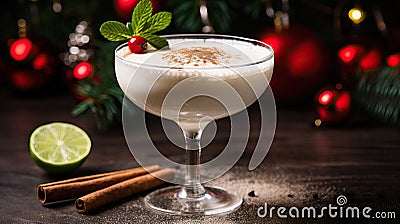 White margarita, Christmas or New Year's winter alcoholic cocktail Stock Photo