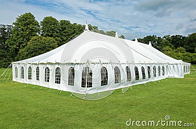 White Marquee Event Tent Stock Photo