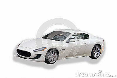 White Maserati GranTurismo Stock Photo