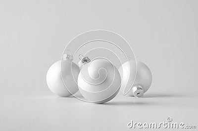 White Matte Christmas Ball Mock-Up - Three Balls Stock Photo