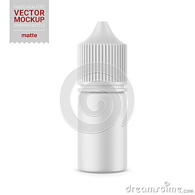 White matte dropper bottle vector mockup illustration. Vector Illustration