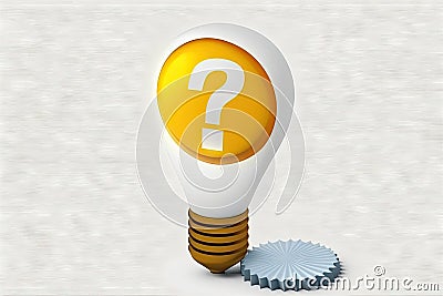 White matte incandescent light bulb with a question mark inside Cartoon Illustration