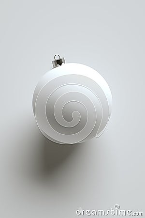 White Matte Shatterproof Large Christmas Ball Ornament Mock-Up - One Ball. 3D Illustration Stock Photo
