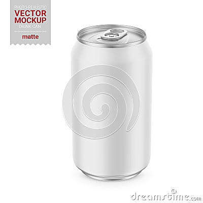 White matte tin can mockup. Vector illustration. Vector Illustration