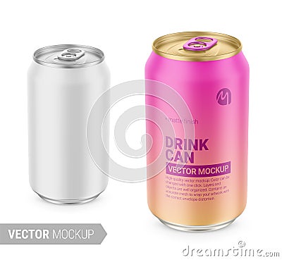 White matte tin can mockup. Vector illustration. Vector Illustration