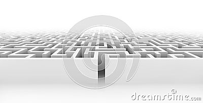 White maze, complex way to find exit. Stock Photo