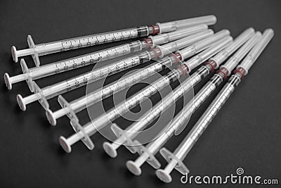 1-ml syringes isolated on a bright background Stock Photo