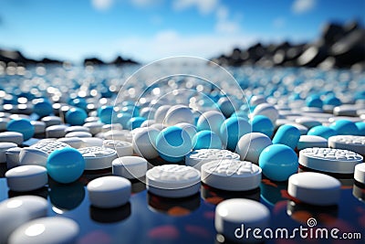 White medicine tablets and antibiotic pills, a pharmacy themed visual delight Stock Photo