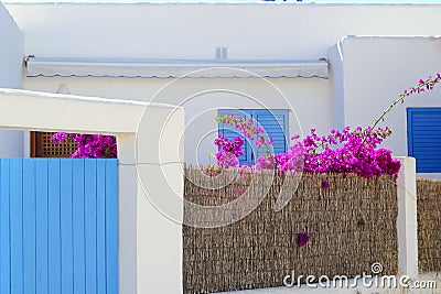 White mediterranean house detail Formentera Stock Photo