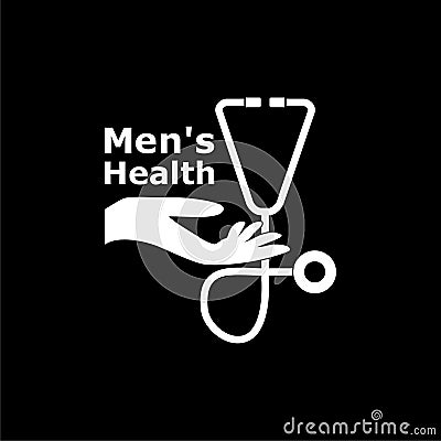 Men`s Health text, Men`s Health logo or icon on dark background Stock Photo