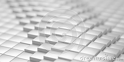 White metallic abstract geometrical cube array pattern background Cartoon Illustration
