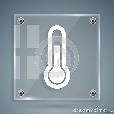White Meteorology thermometer measuring icon isolated on grey background. Thermometer equipment showing hot or cold Vector Illustration